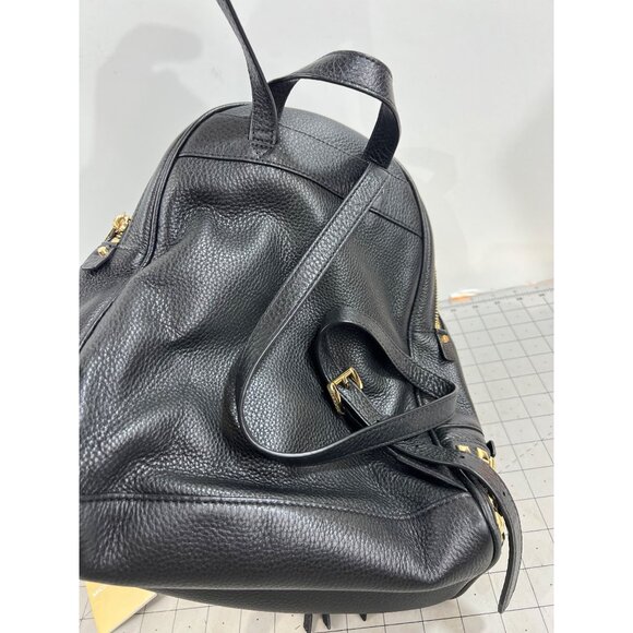 Michael Kors Black Leather Studded Rhea Zip Backpack Gold Hardware - Picture 4 of 11